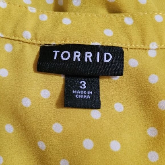 Torrid Chartreuse Green Top Blouse Polka Dot Dots Size Torrid 3 3X 3XL - Picture 7 of 8
